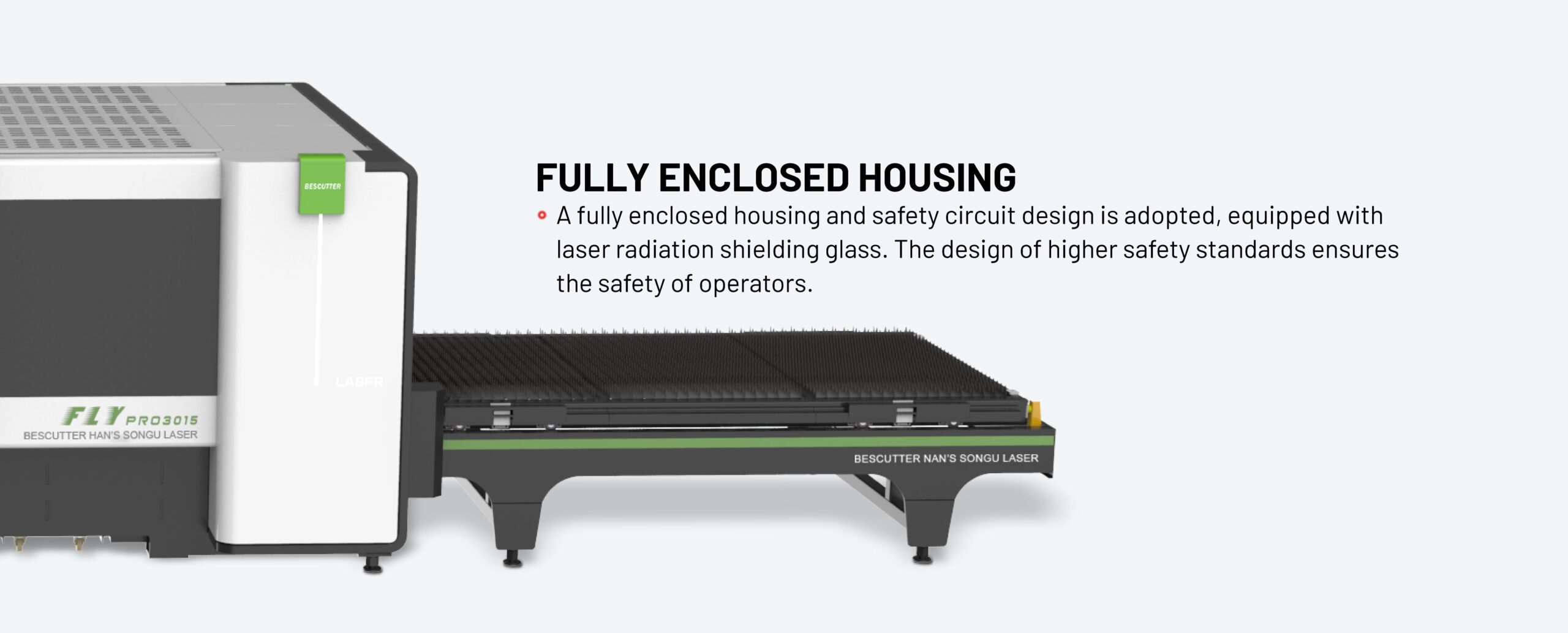 FLY PRO Fiber Laser Metal Sheet and Pipe Cutter Full Enclosure with Parallel Shuttle Table