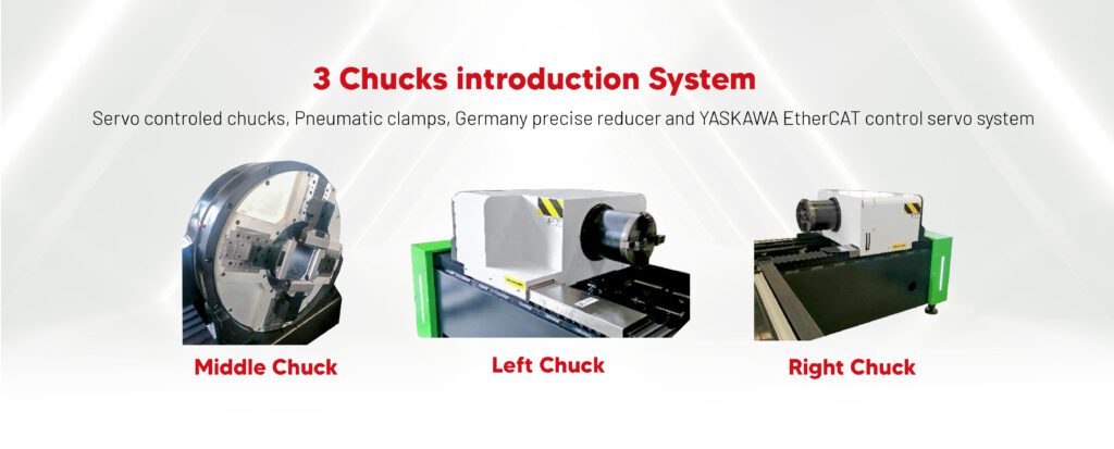 3-CHUCK HEAVY TUBE CUT Fiber Laser Pipe Cutting Machine with Auto Loading