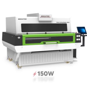 ALL SYSTEM INCLUDED BESCUTTER FABRIC MASTER 70"X55" | 150W | CO2 LASER CUTTER & ENGRAVER | WITH CAMERA, CONVEYOR BELT, ROLL STACKER AND AUTO FEEDER | DOUBLE HEAD ASYNCHRONOUS WITH VISION SYSTEM.