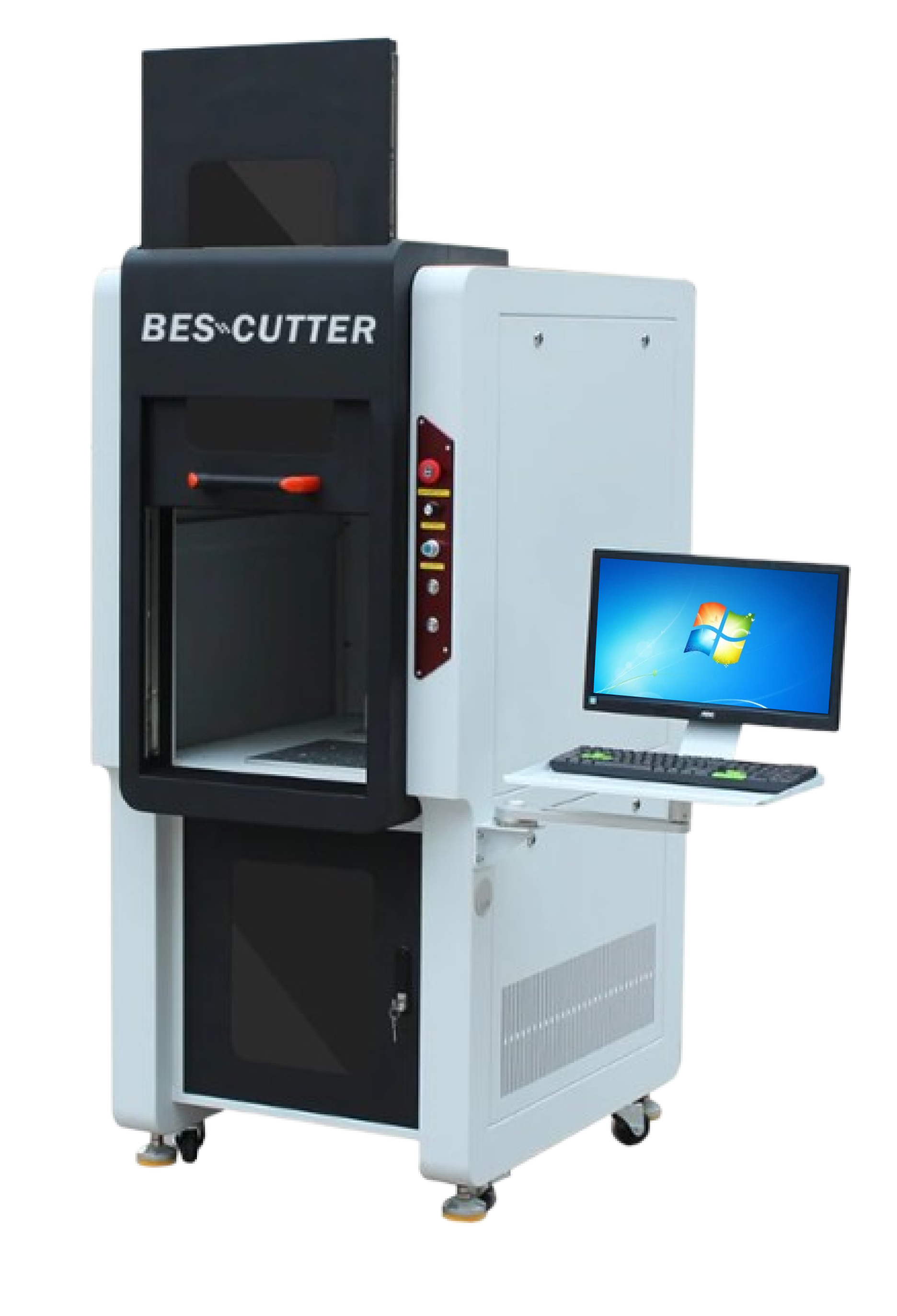 Q SERIES GALVO FULL ENCLOSURE FIBER LASER MARKING ENGRAVING MACHINE FOR ALL METALS / SOME PLASTICS AND TILE 30W-100W - OPTIONAL 3D LASER HEAD